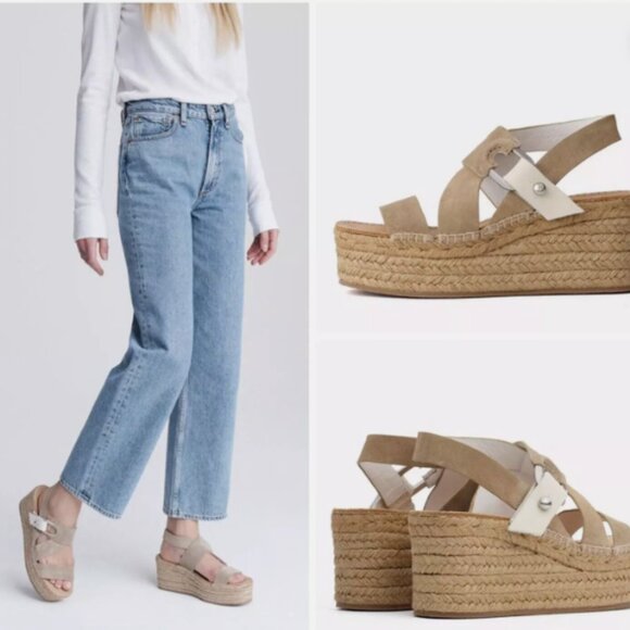 Rag & Bone August Espadrille Platform Sandal Size 37 in Light Sand